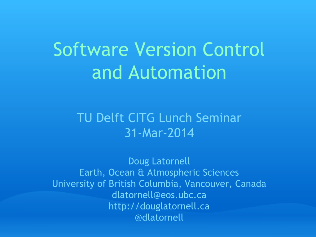 Software Version Control and Automation