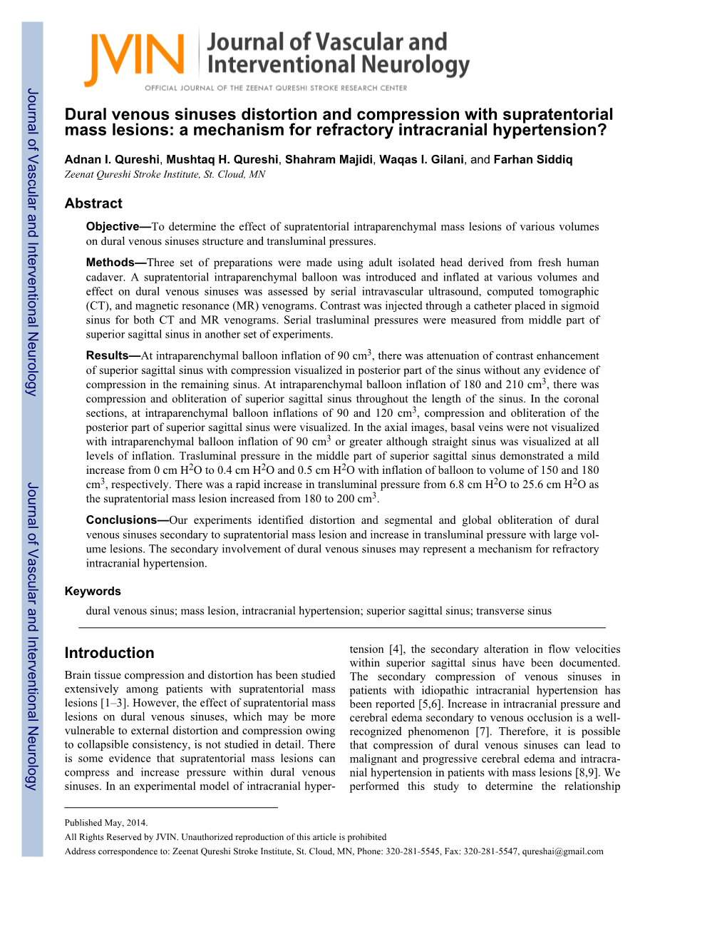 Dural Venous Sinuses Distortion and Compression with Supratentorial Mass Lesions: a Mechanism for Refractory Intracranial Hypertension?