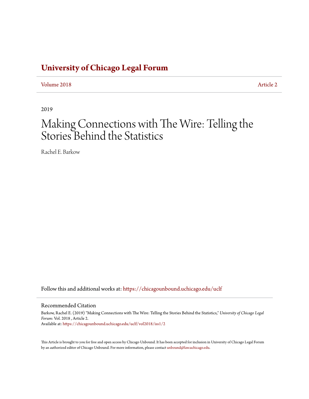 Making Connections with the Wire: Telling the Stories Behind the Statistics