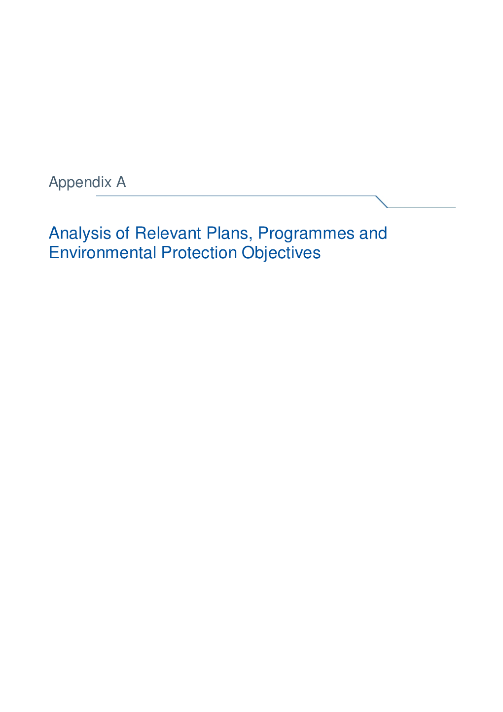 Analysis of Relevant Plans, Programmes and Environmental Protection Objectives