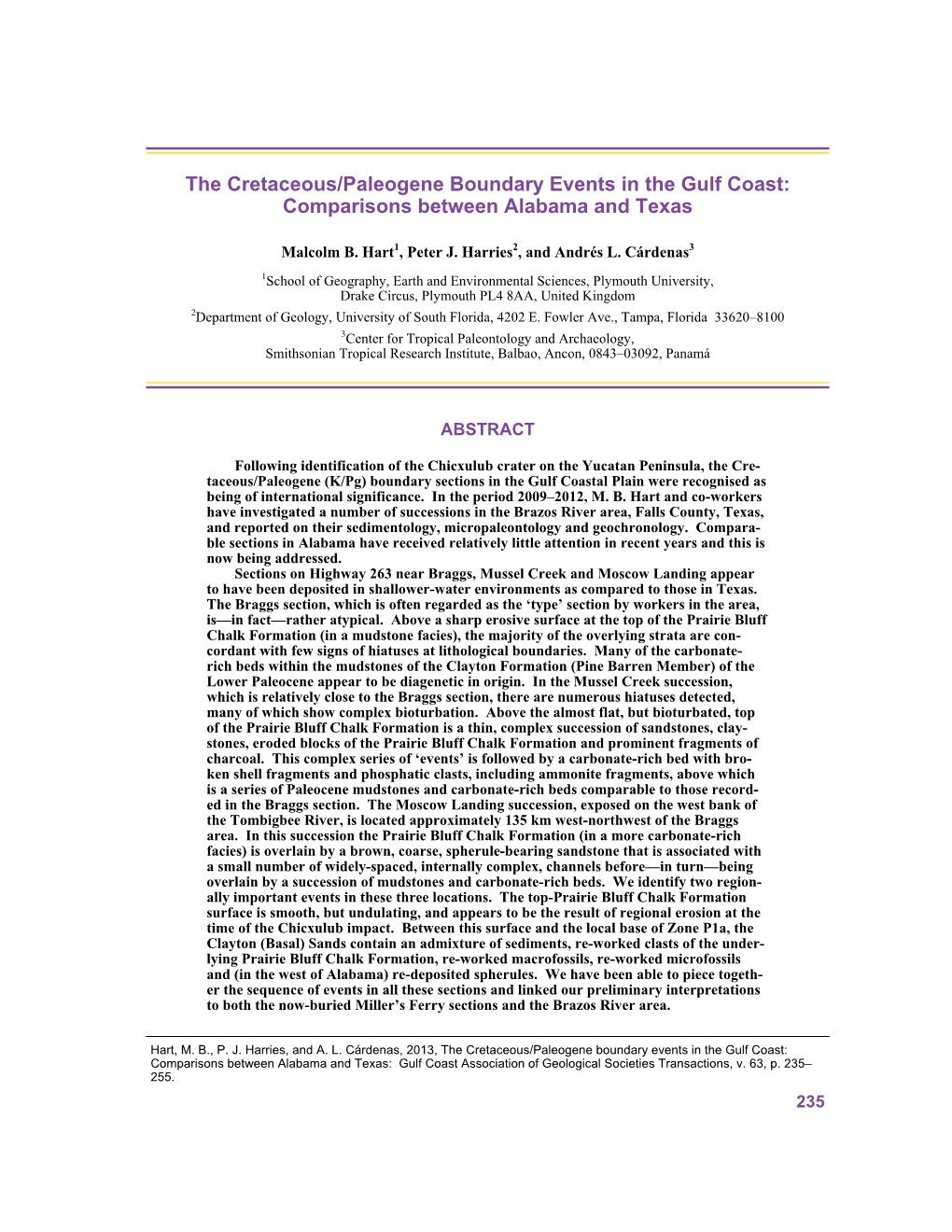 The Cretaceous/Paleogene Boundary Events in the Gulf Coast: Comparisons Between Alabama and Texas