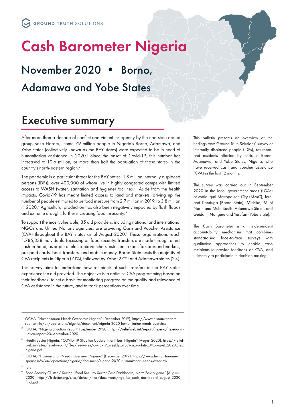 Cash Barometer Nigeria November 2020 • Borno, Adamawa and Yobe States