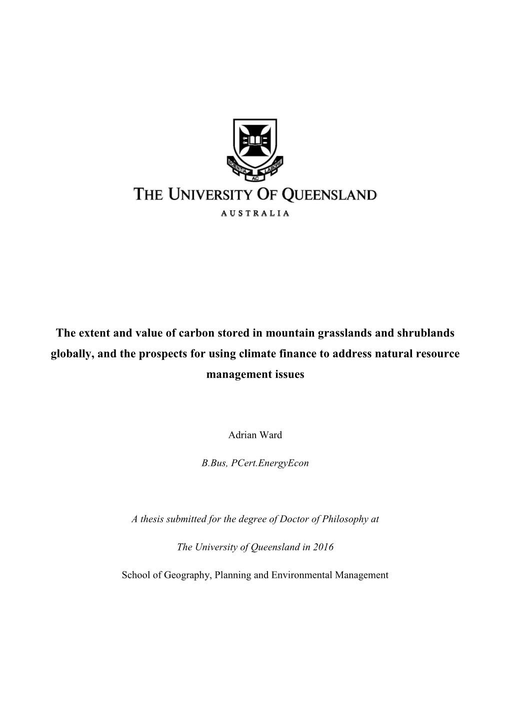 The Extent and Value of Carbon Stored in Mountain Grasslands And