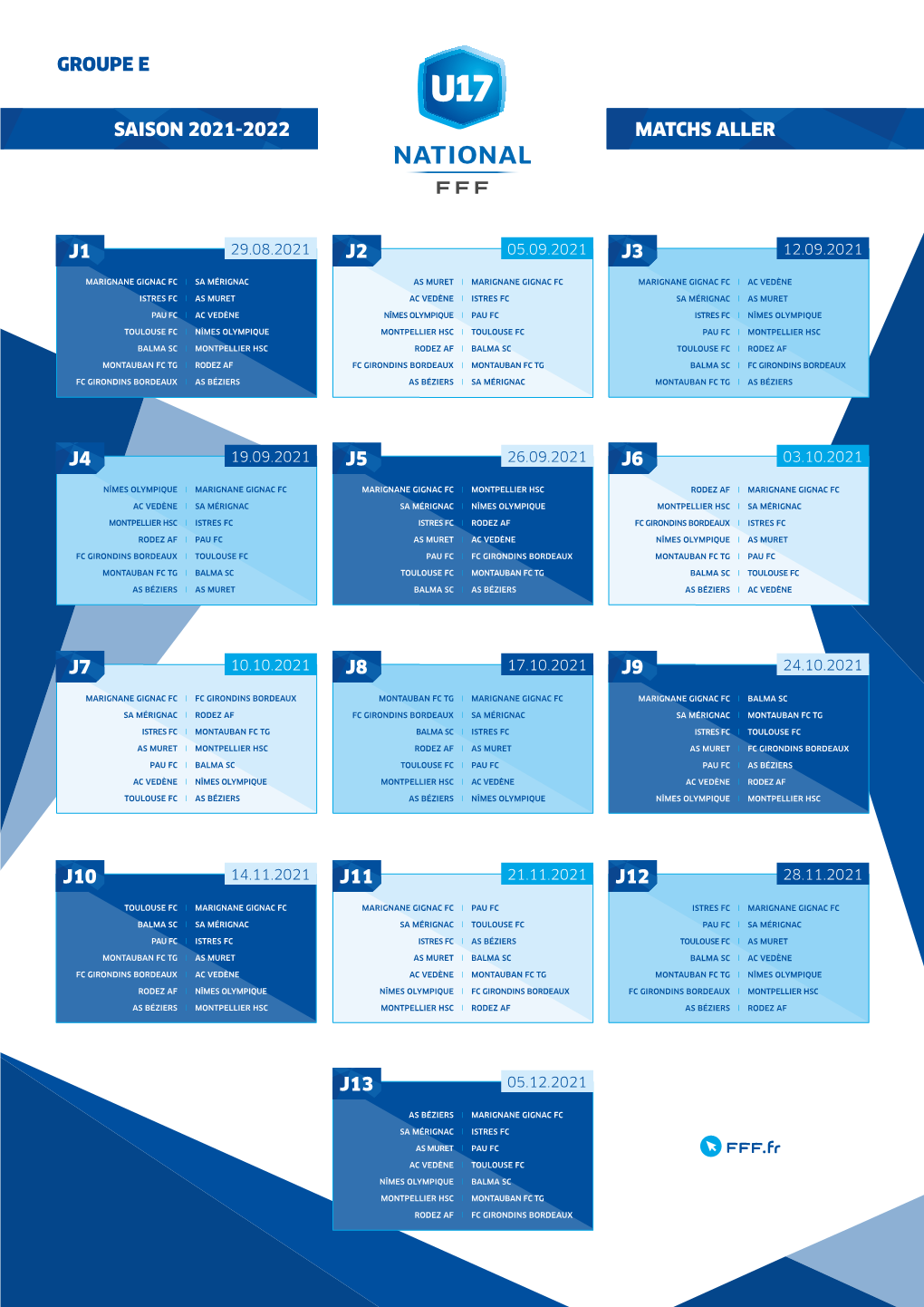 Saison 2021-2022 Matchs Aller Groupe E J10 J12 J11 J13 J8 J9