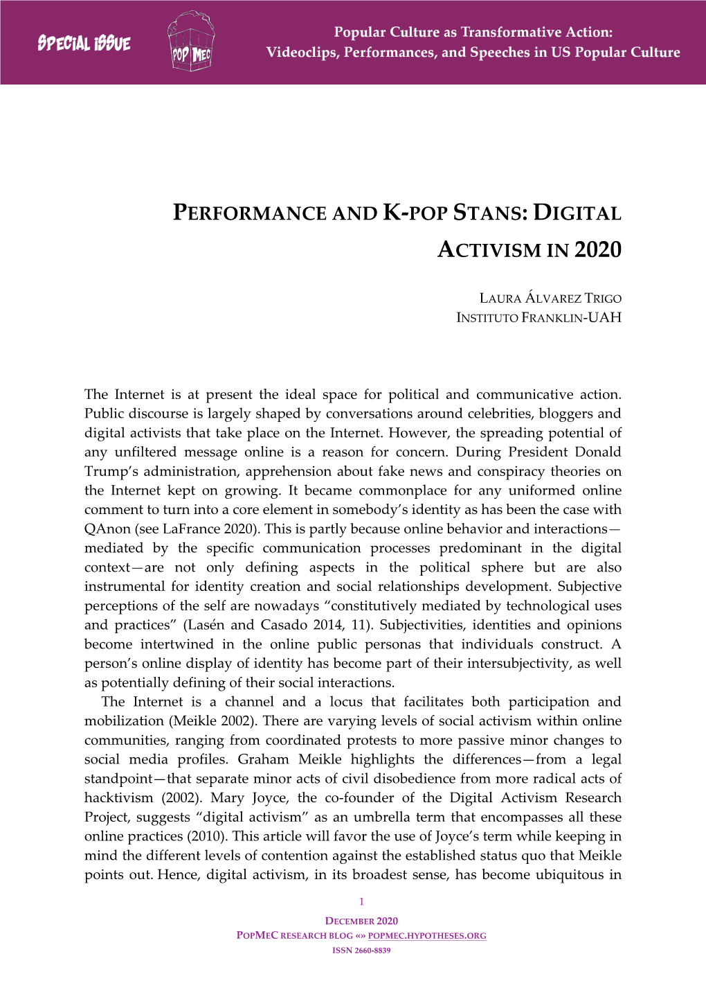 Performance and K-Pop Stans: Digital Activism in 2020