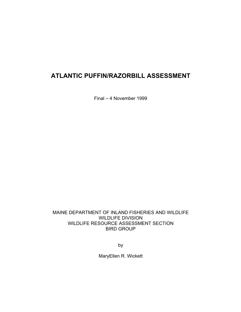 Atlantic Puffin/Razorbill Assessment