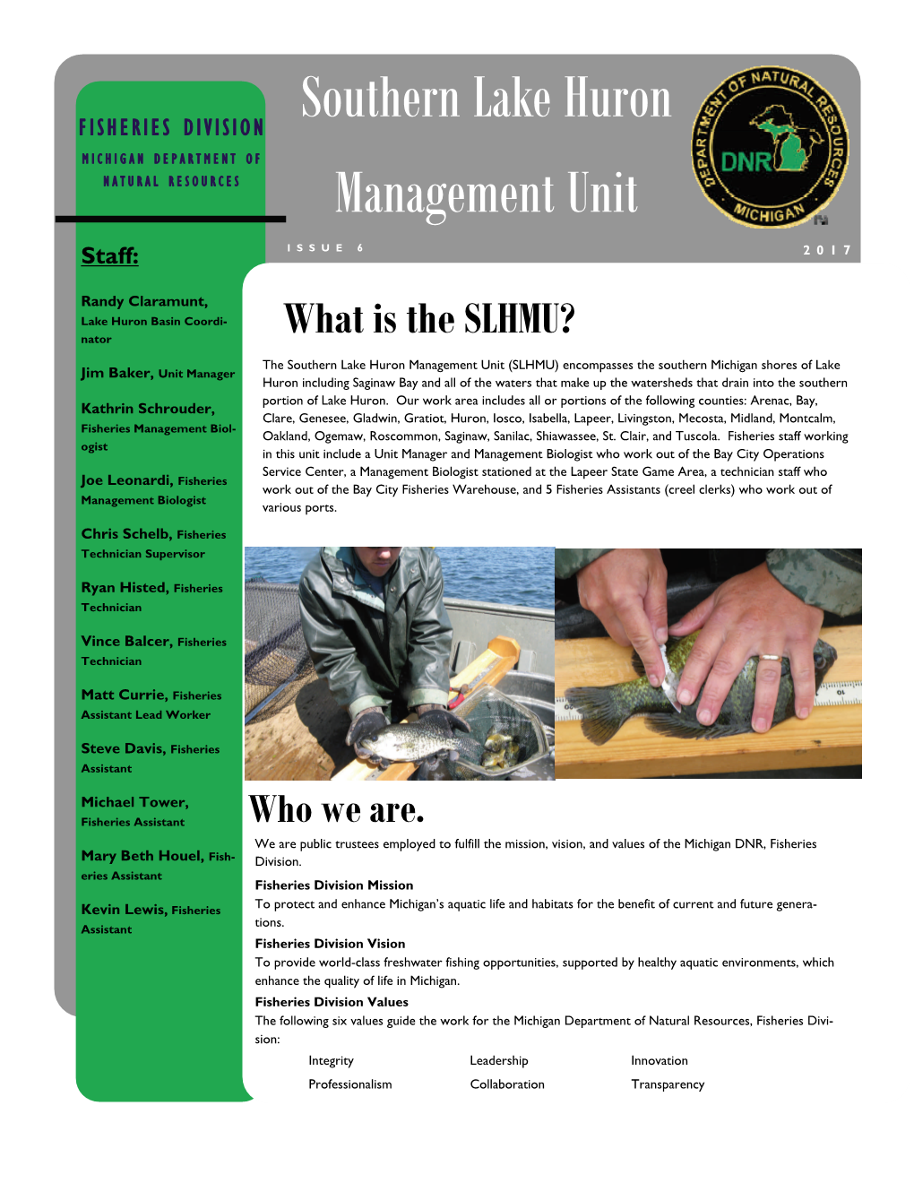 Southern Lake Huron Management Unit Newsletter for 2017