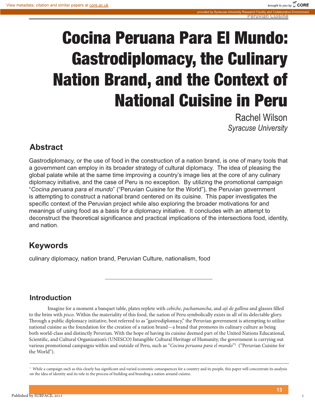 Cocina Peruana Para El Mundo: Gastrodiplomacy, The Culinary Nation ...