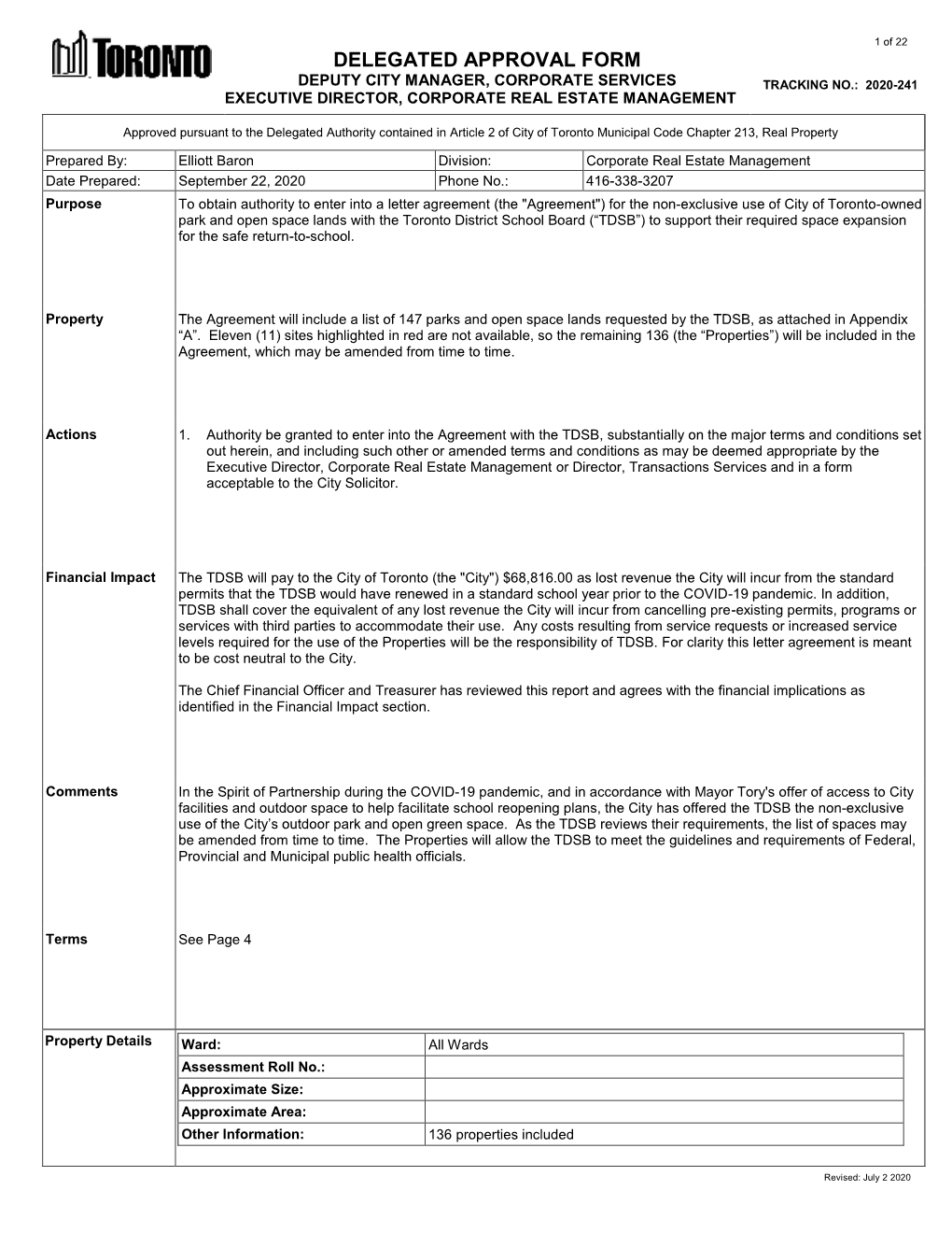 TDSB – 136 Properties