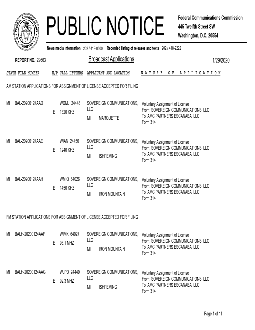 Broadcast Applications 1/29/2020