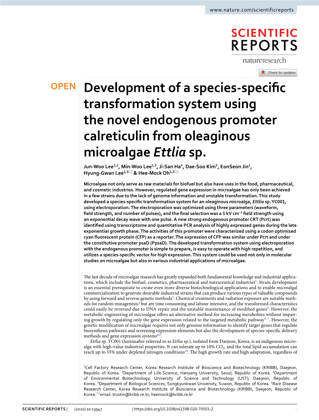 Development of a Species-Specific Transformation System Using The
