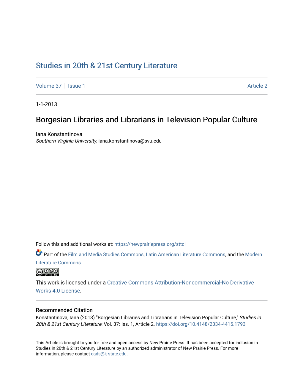 Borgesian Libraries and Librarians in Television Popular Culture