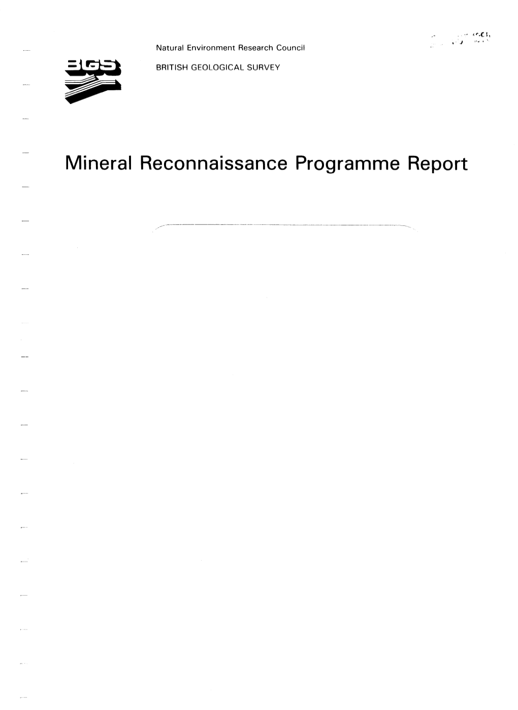 Mineral Reconnaissance Programme Report