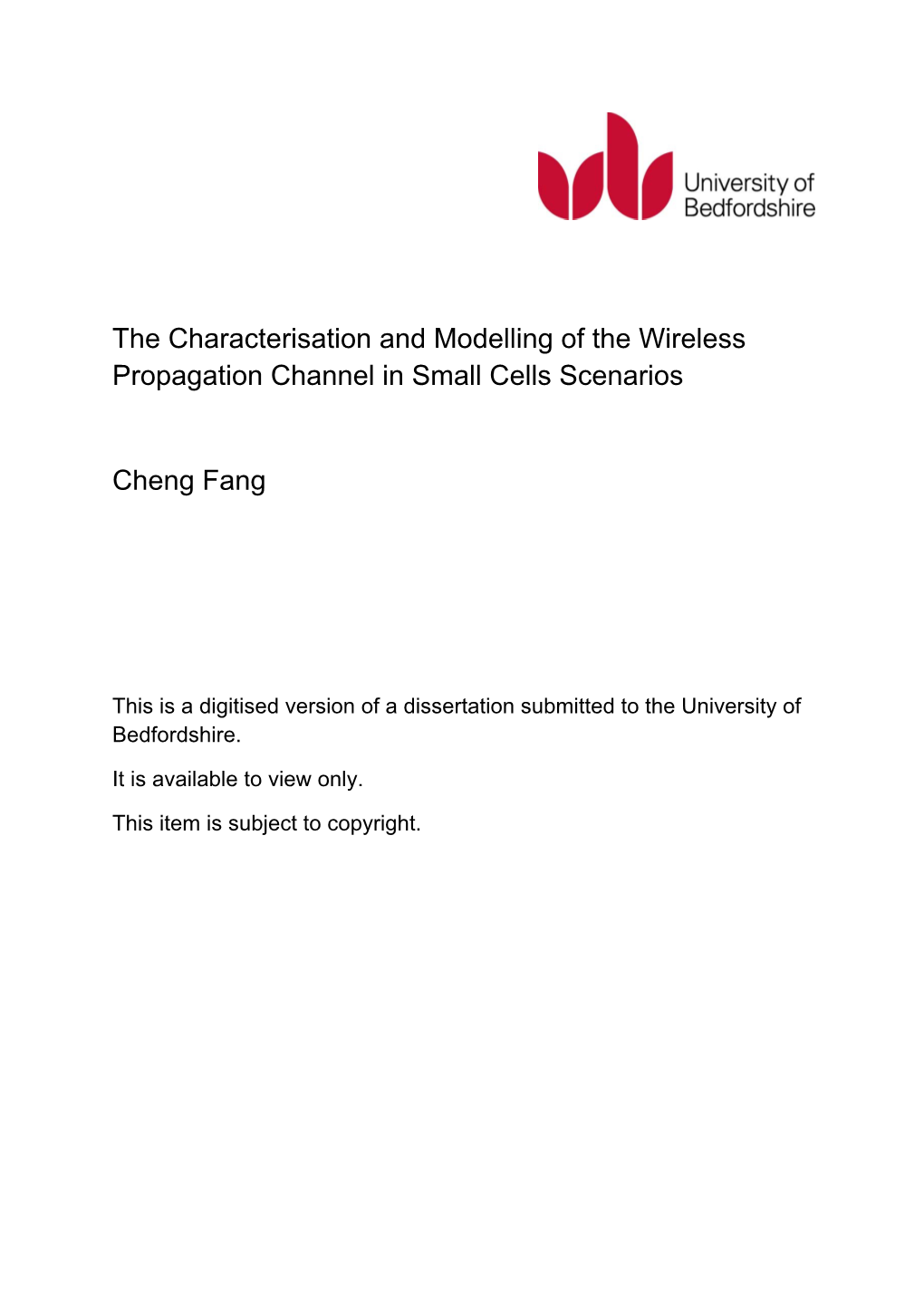 The Characterisation and Modelling of the Wireless Propagation Channel in Small Cells Scenarios