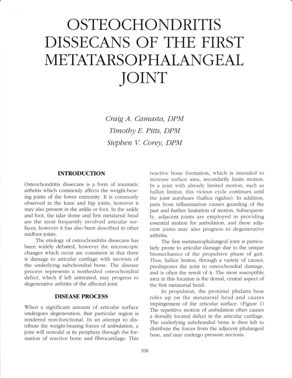 Osteochondritis Dissecans of the First Metatarsophalangeal Joint