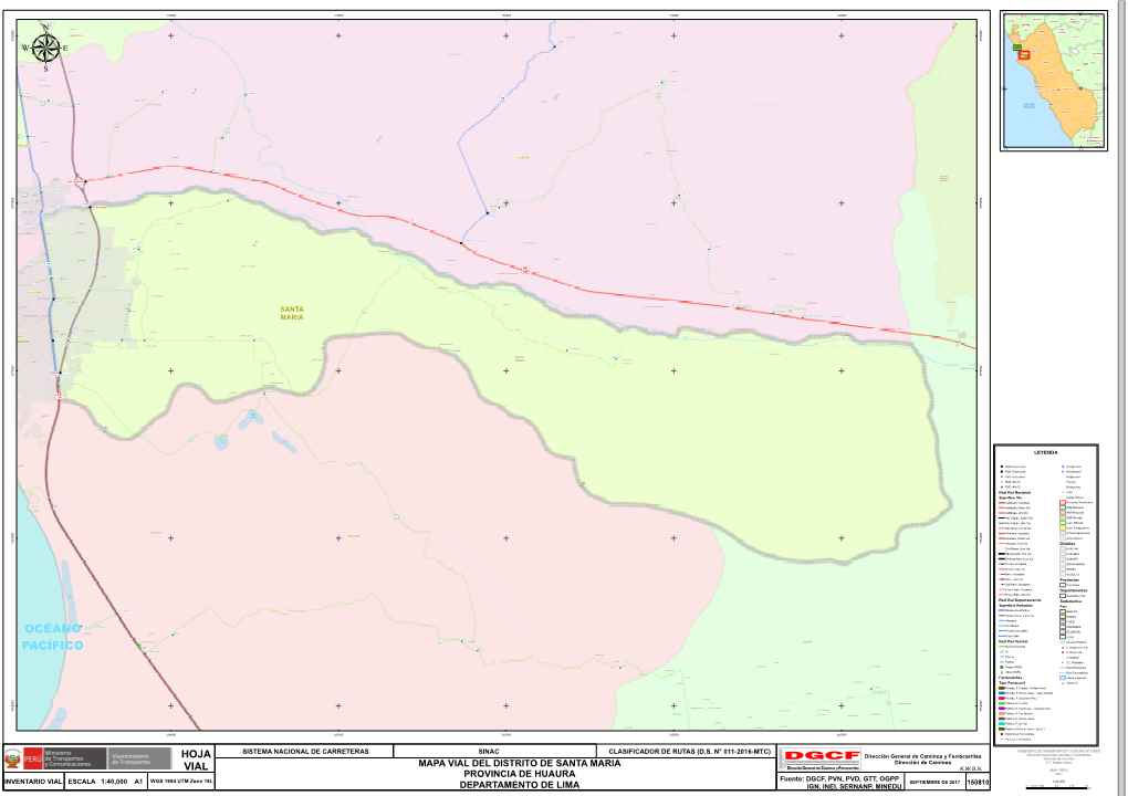 Mapa Vial Del Distrito De Santa Maria Provincia De