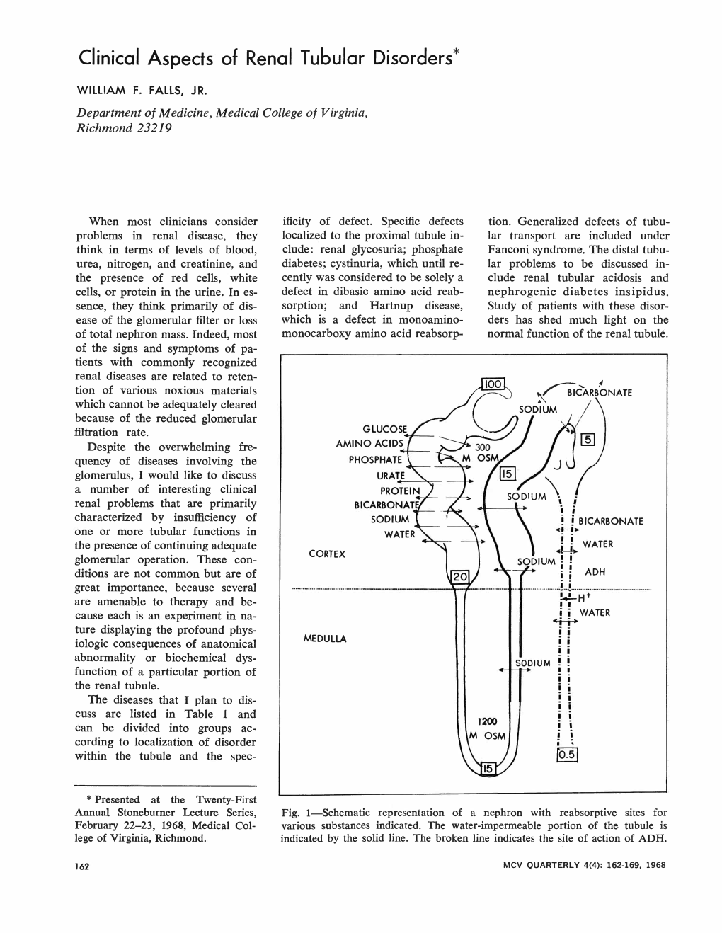 Clinical Aspects of Renal Tubular Disorders*