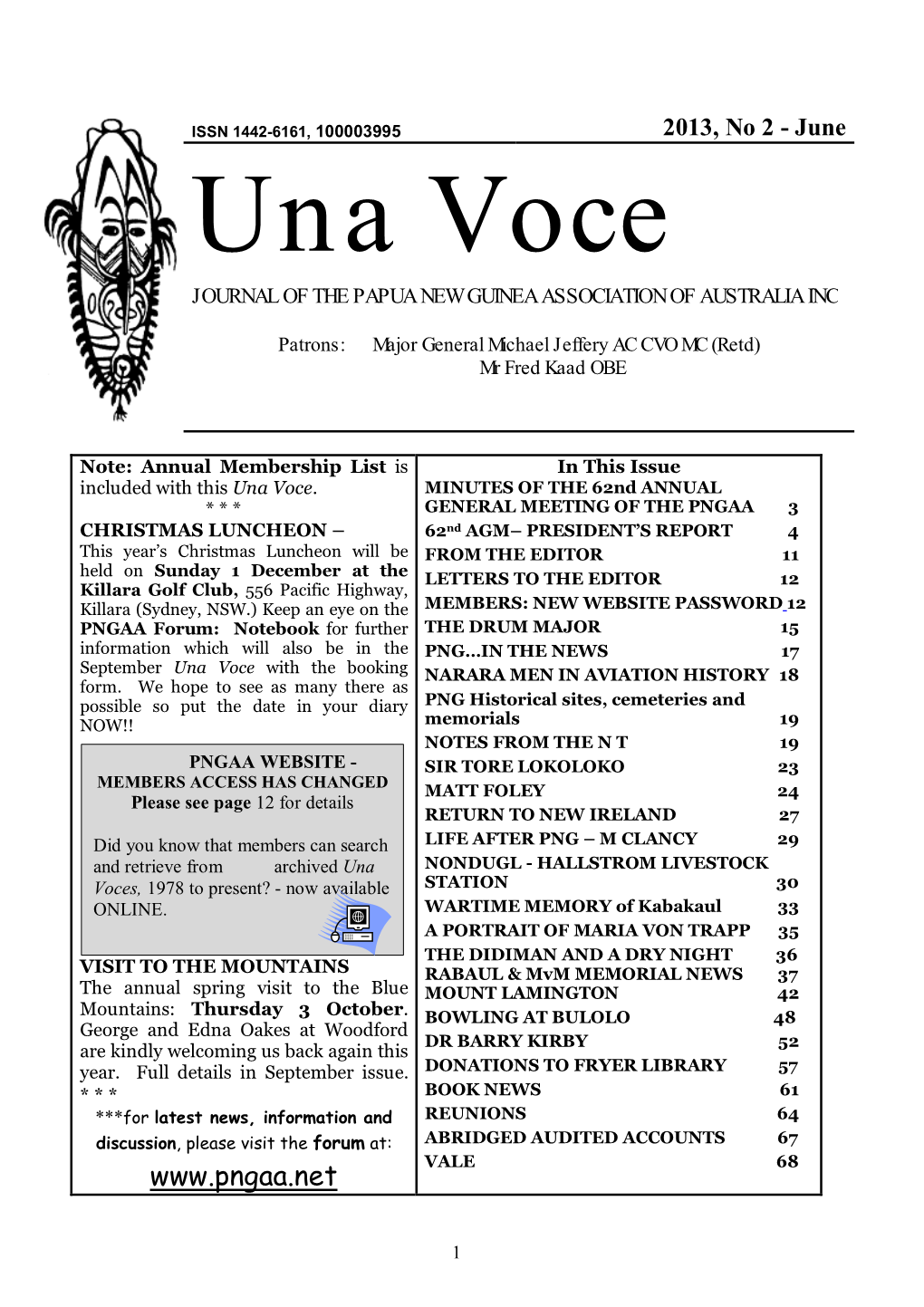 Una Voce JOURNAL of the PAPUA NEW GUINEA ASSOCIATION of AUSTRALIA INC