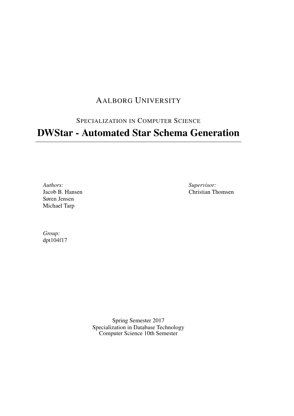 Dwstar - Automated Star Schema Generation