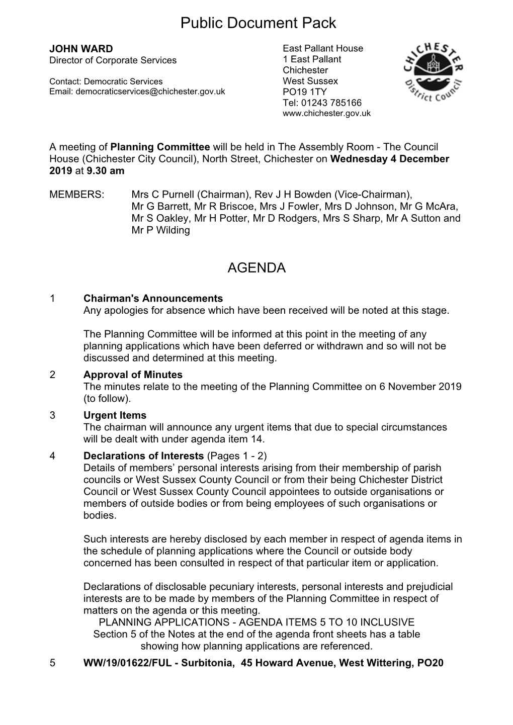 (Public Pack)Agenda Document for Planning Committee, 04/12/2019 09:30