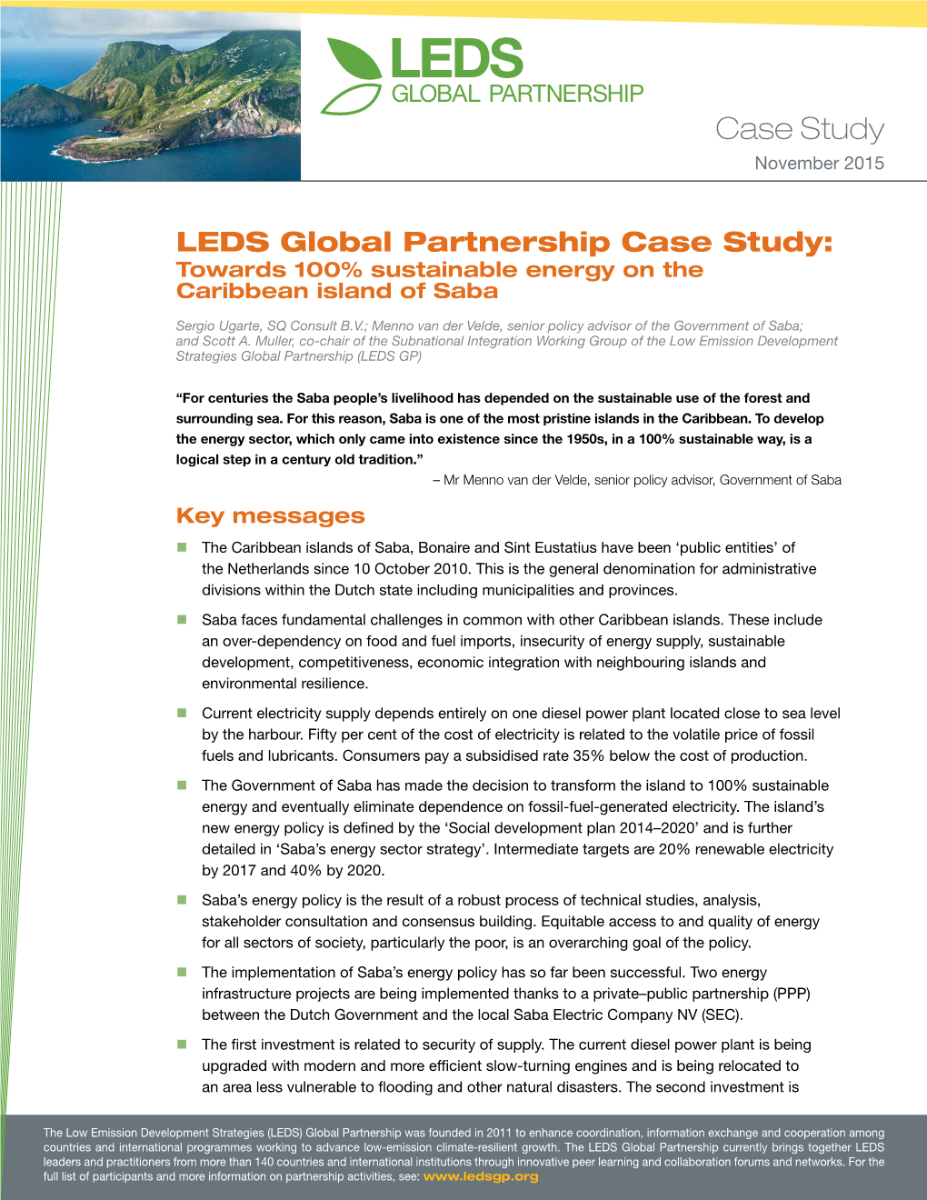 LEDS SABA Case Study 100 Renewable Energy