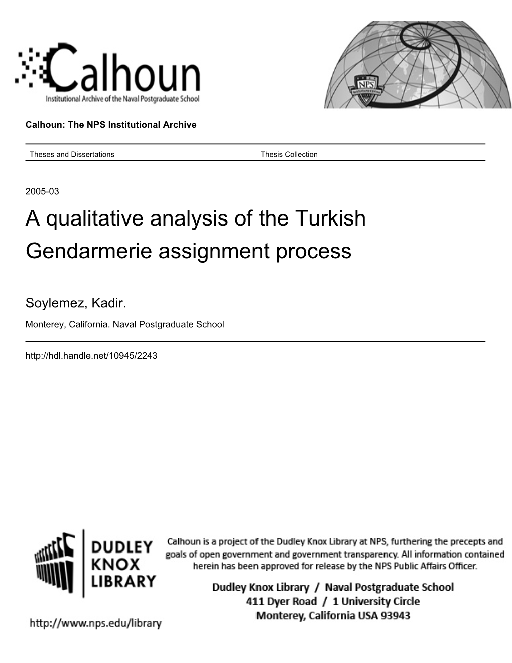 A Qualitative Analysis of the Turkish Gendarmerie Assignment Process