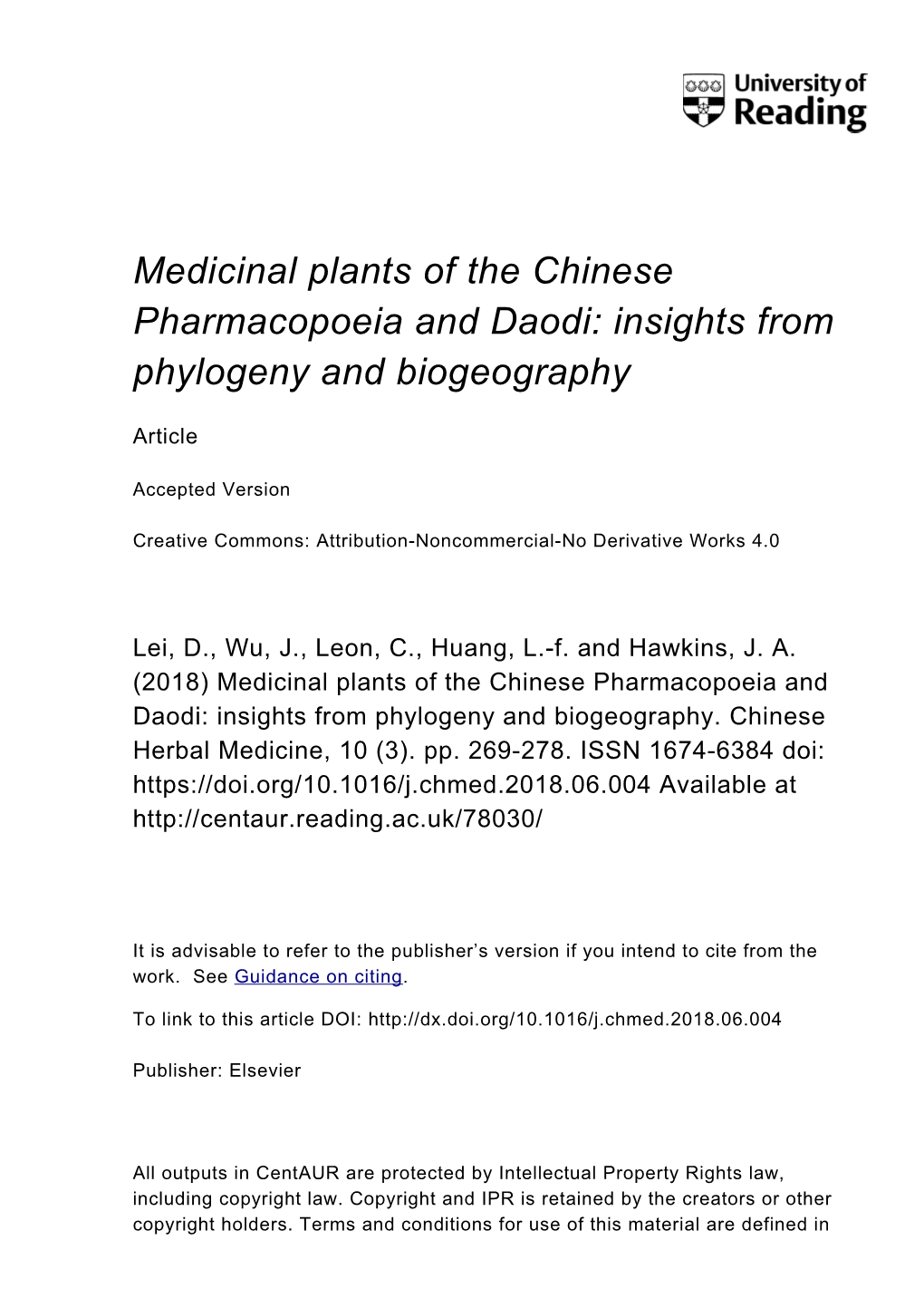 Medicinal Plants of the Chinese Pharmacopoeia and Daodi: Insights from Phylogeny and Biogeography