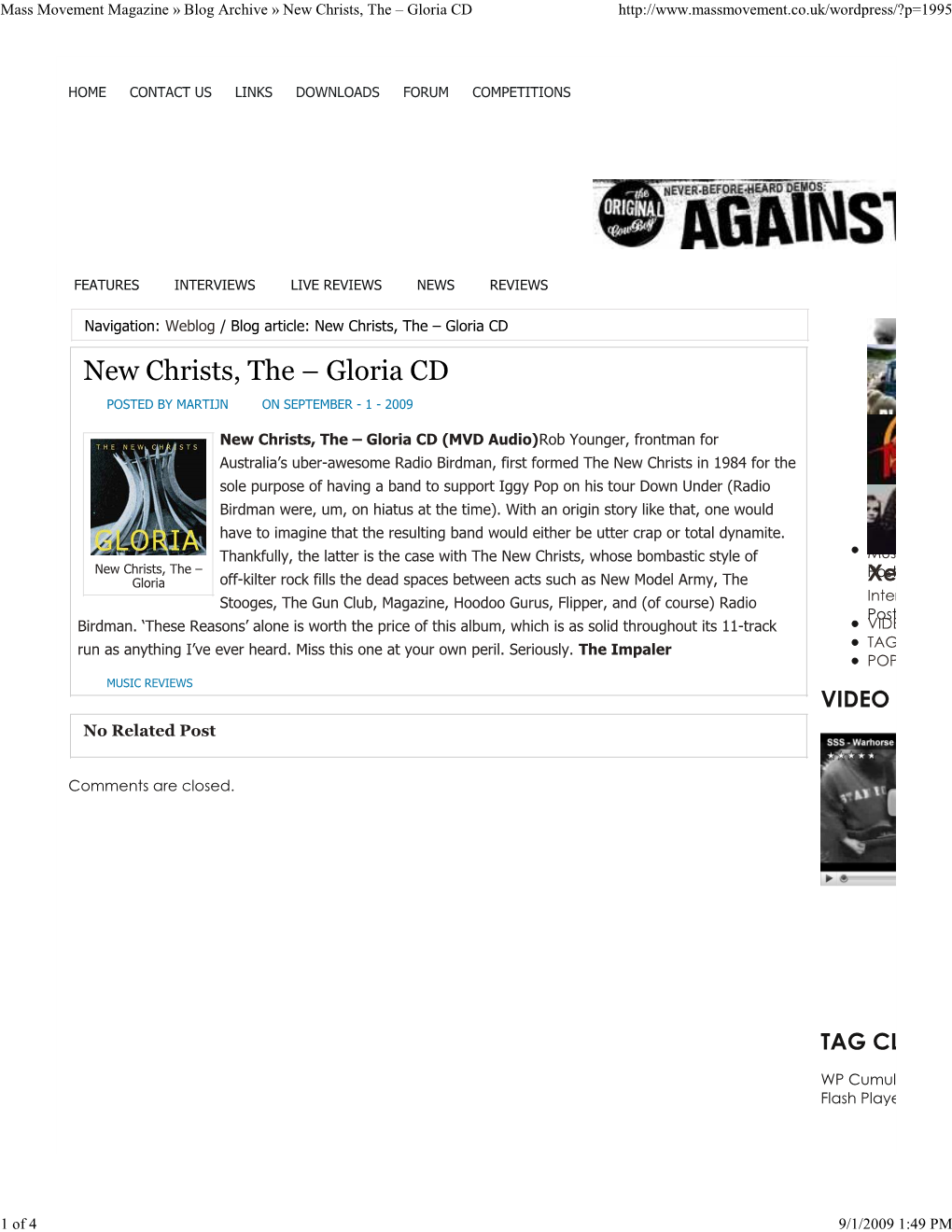 Mass Movement Magazine » Blog Archive » New Christs, the – Gl