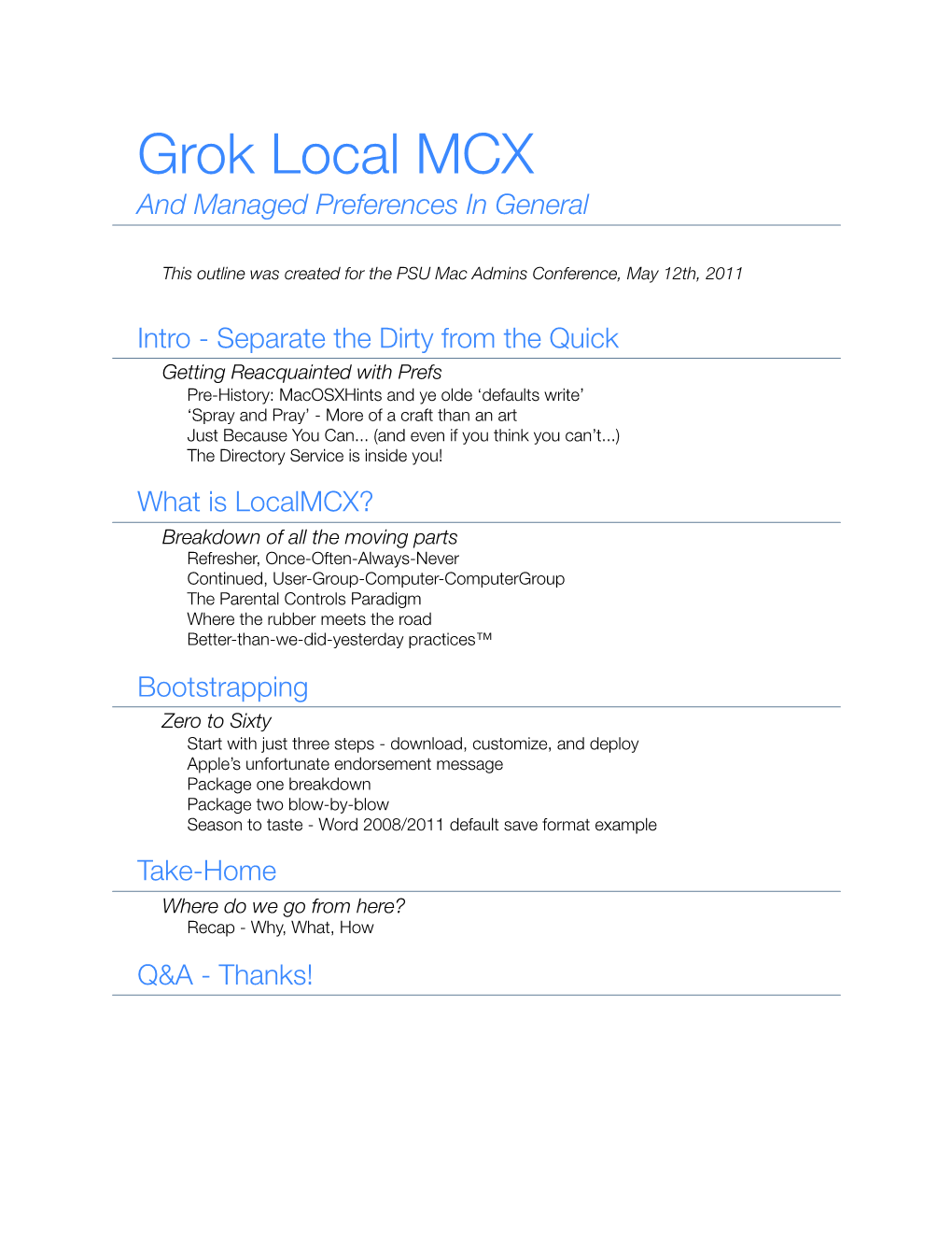 Grok Local MCX and Managed Preferences in General