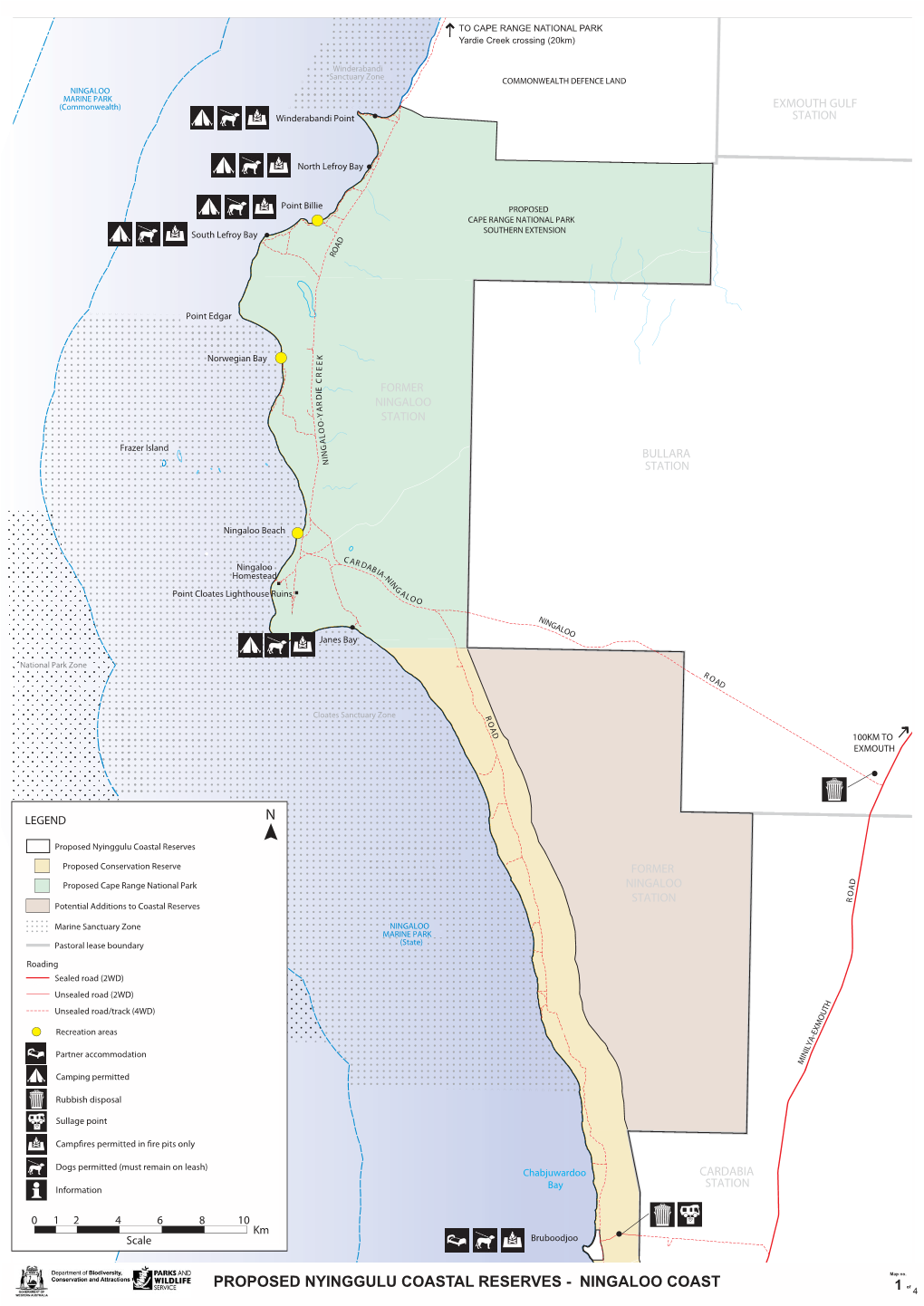 Nyinggulu Coastal Reserves Marine Sanctuary Zone Proposed Conservation Reserve FORMER Limit of State Waters Proposed Cape Range National Park NINGALOO