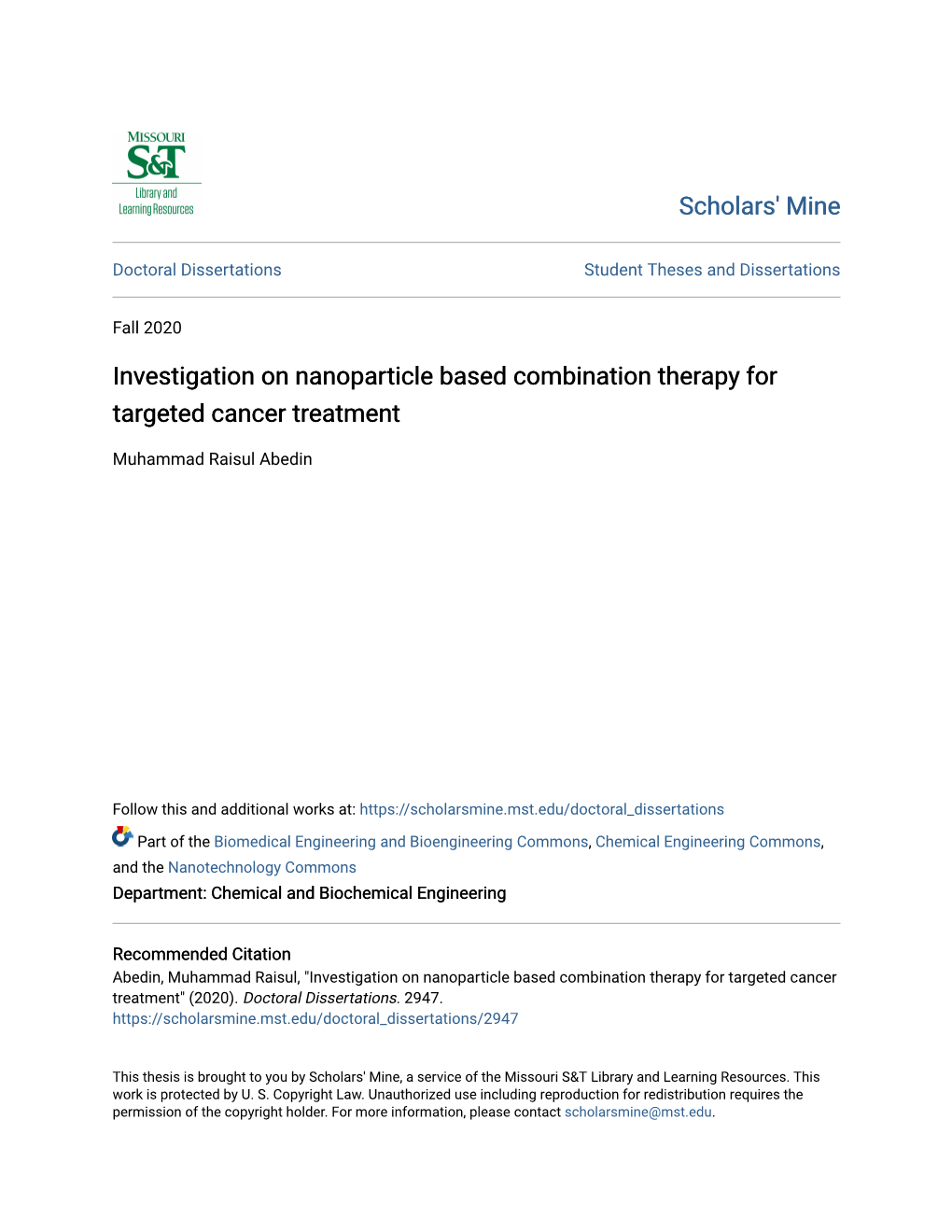 Investigation on Nanoparticle Based Combination Therapy for Targeted Cancer Treatment