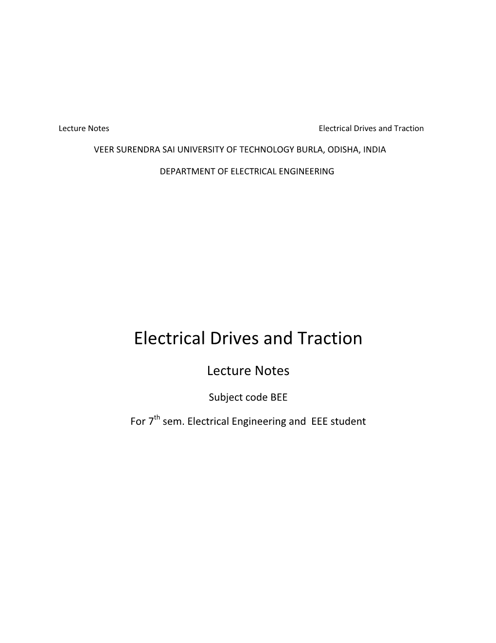 Electrical Drives and Traction
