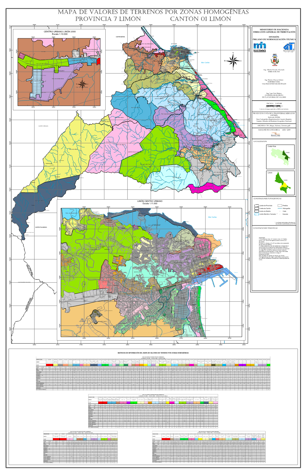 Mapa De Valores De Terrenos Por Zonas Homogéneas Provincia 7 Limón Cantón 01 Limón