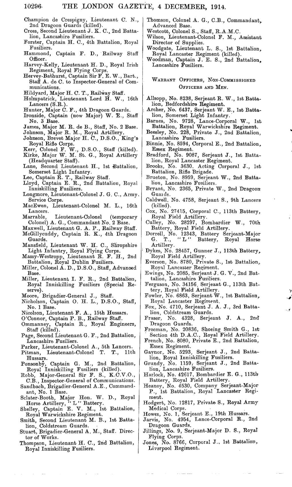 10296 the London Gazette, 4 December, 1914