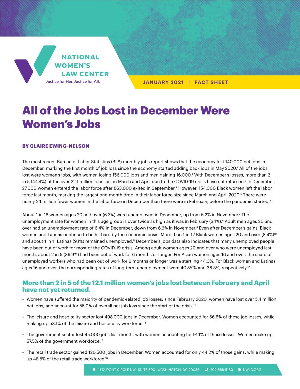 All of the Jobs Lost in December Were Women's Jobs