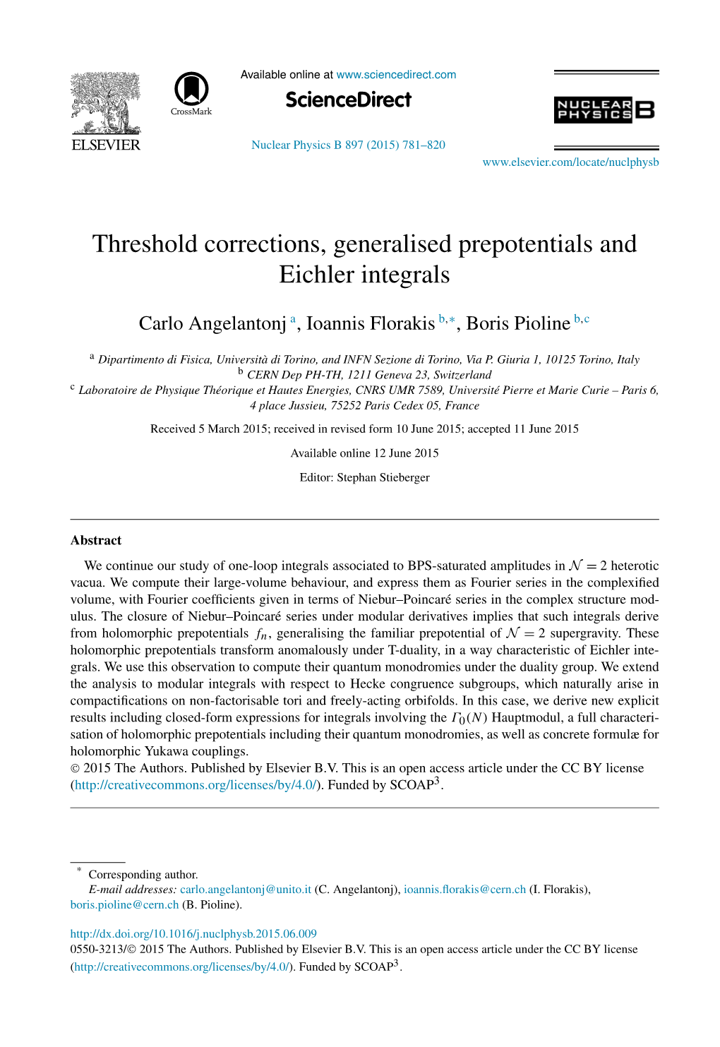 Threshold Corrections, Generalised Prepotentials and Eichler Integrals