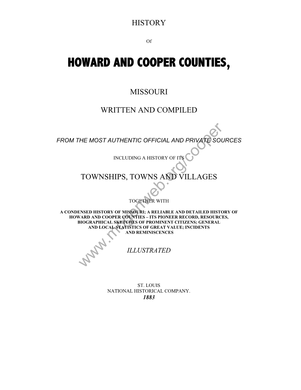 History of Howard and Cooper Counties