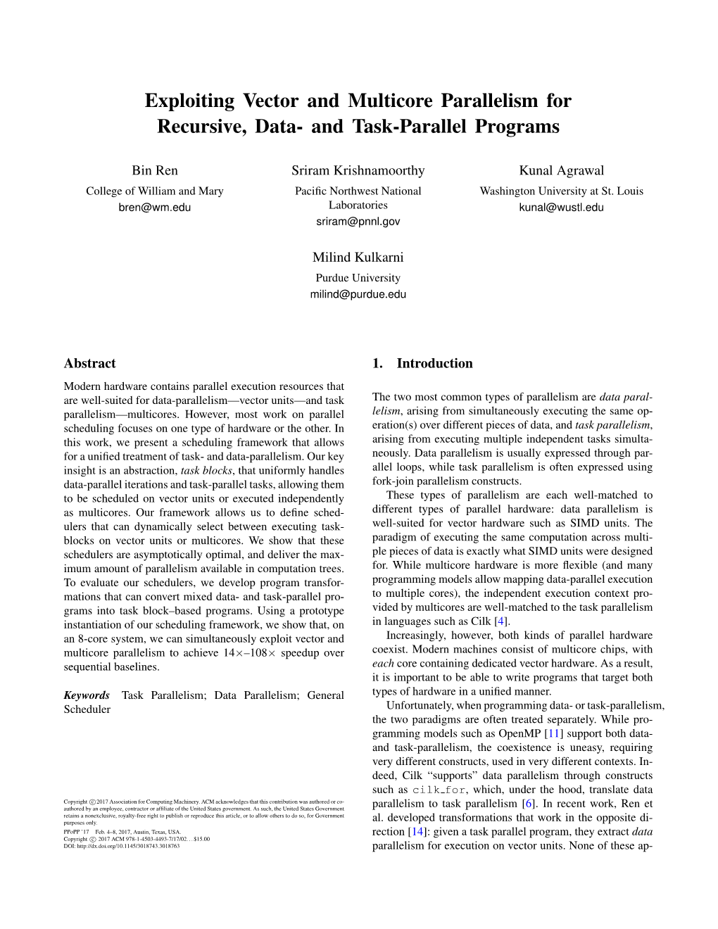 Exploiting Vector and Multicore Parallelism for Recursive, Data- and Task-Parallel Programs