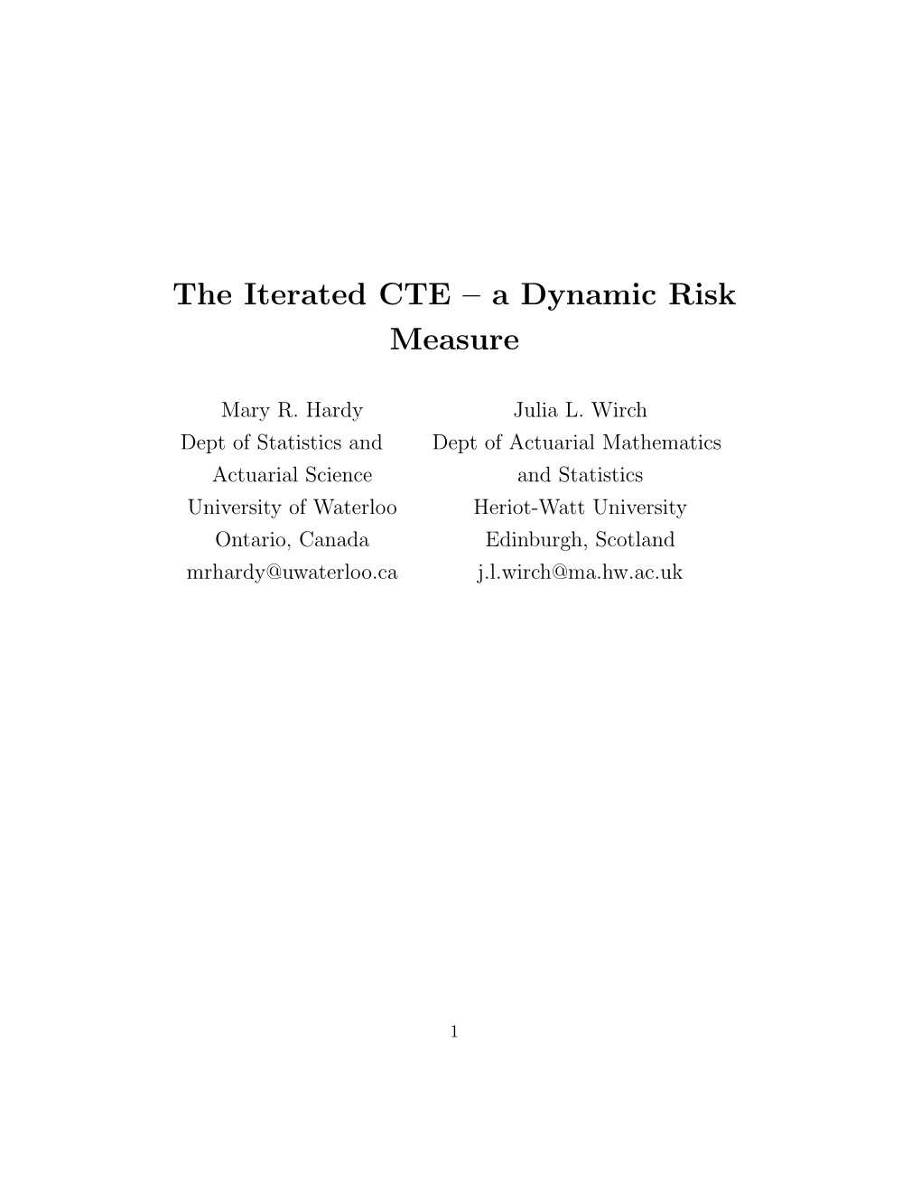 A Dynamic Risk Measure