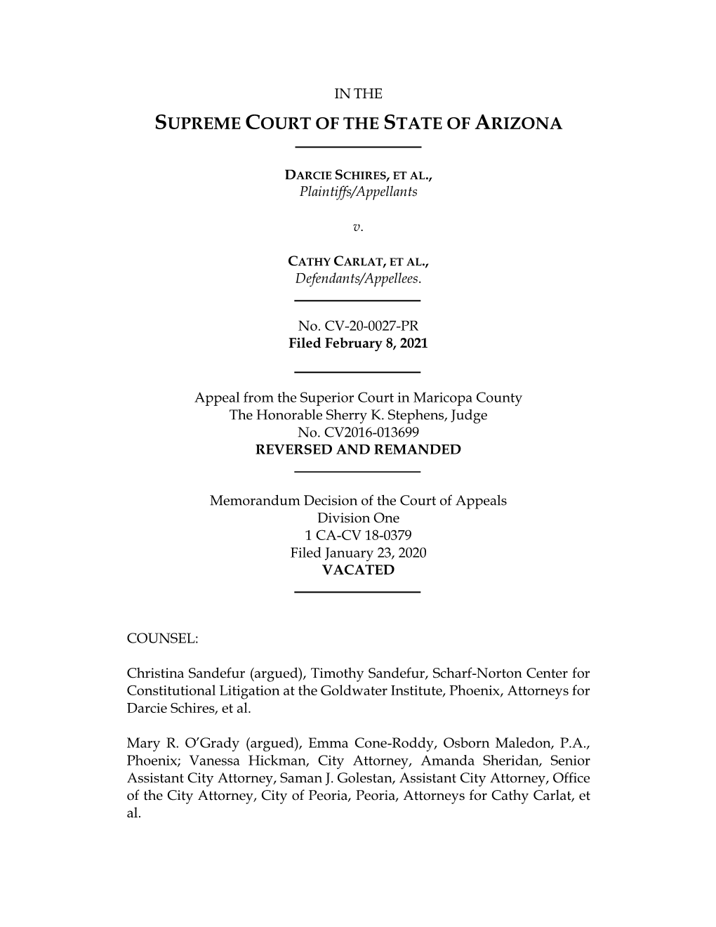 Arizona Supreme Court Ruled Unanimously