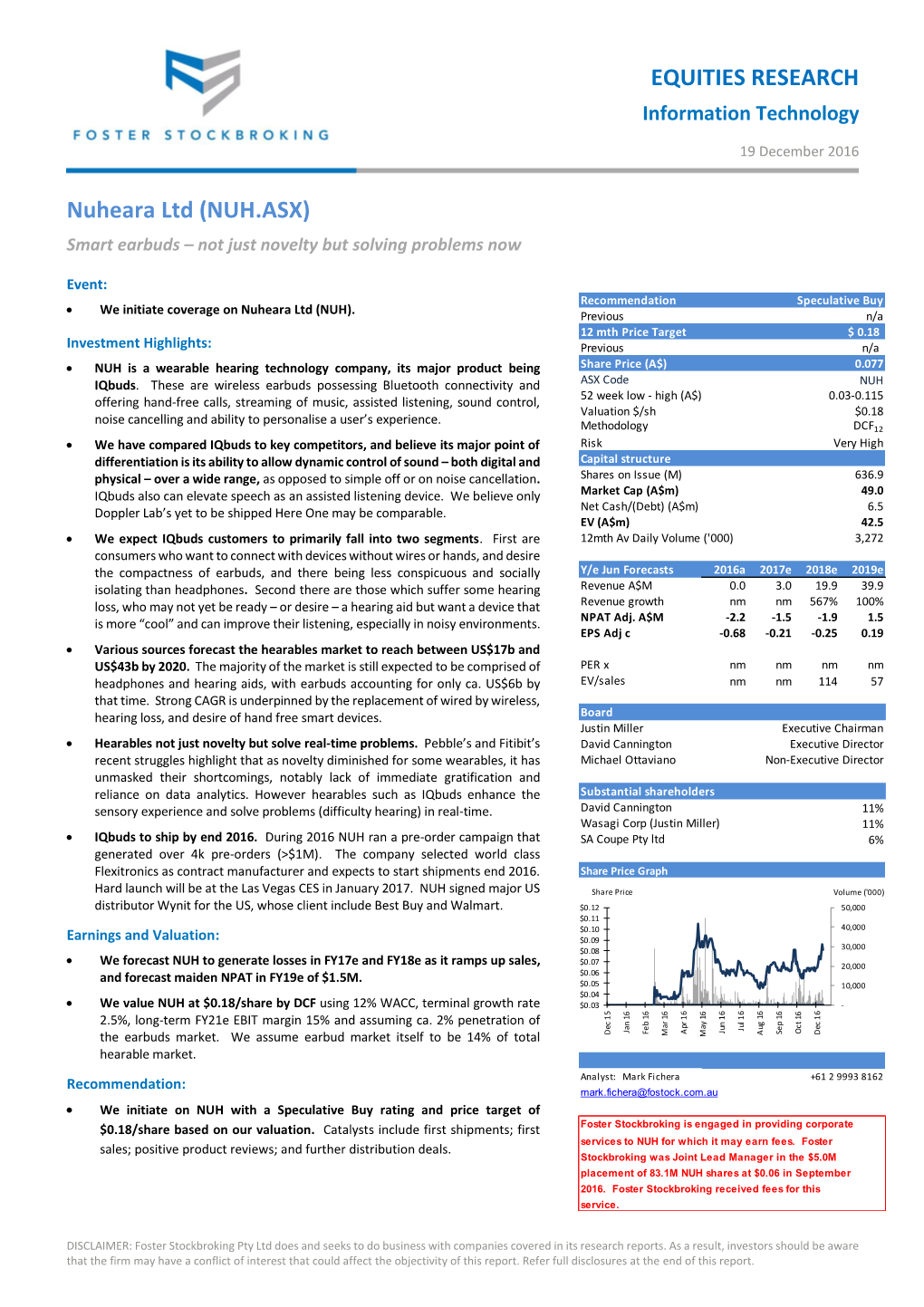 EQUITIES RESEARCH Nuheara Ltd (NUH.ASX)