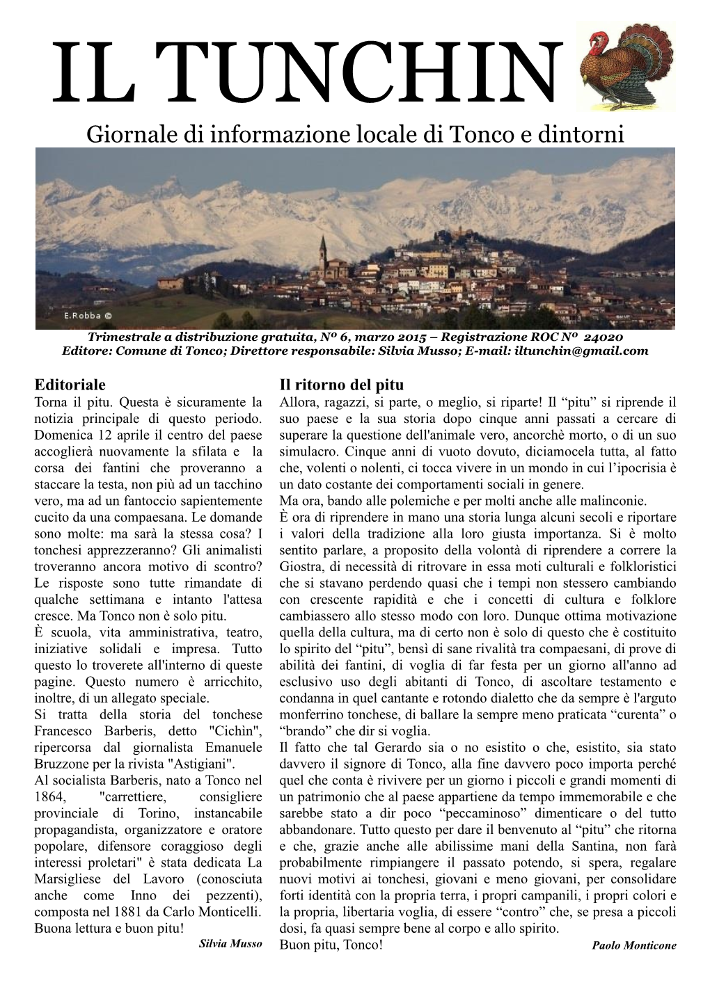 Giornale Di Informazione Locale Di Tonco E Dintorni