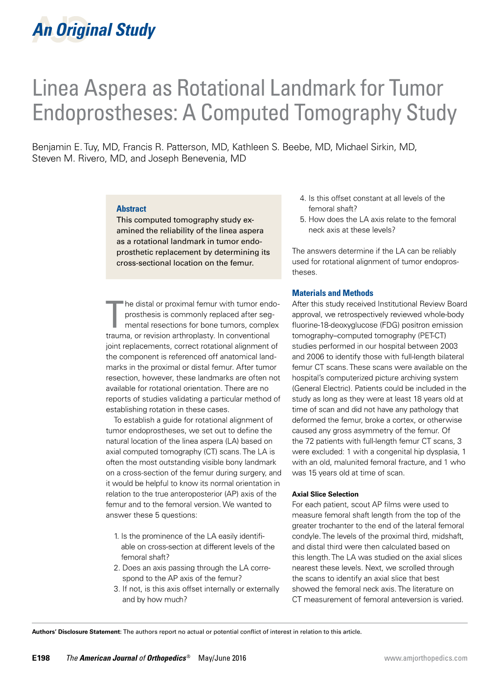 Linea Aspera As Rotational Landmark for Tumor Endoprostheses: a Computed Tomography Study