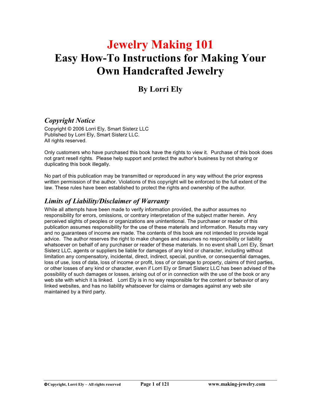 Jewelry Making 101 Easy How-To Instructions for Making Your Own Handcrafted Jewelry