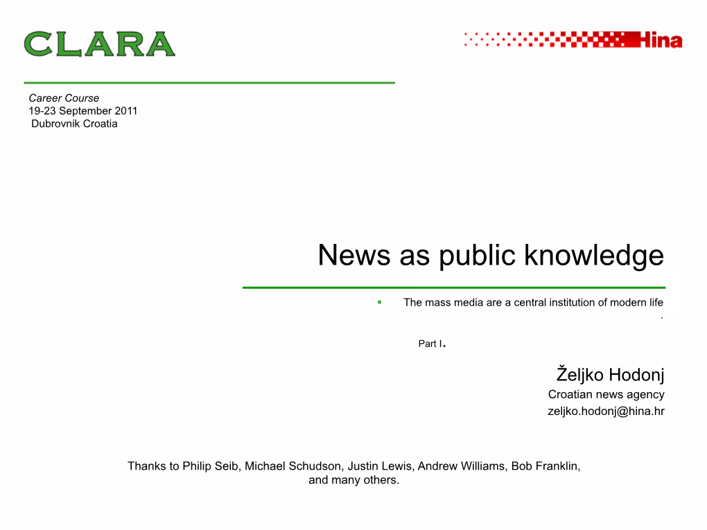 News As Public Knowledge