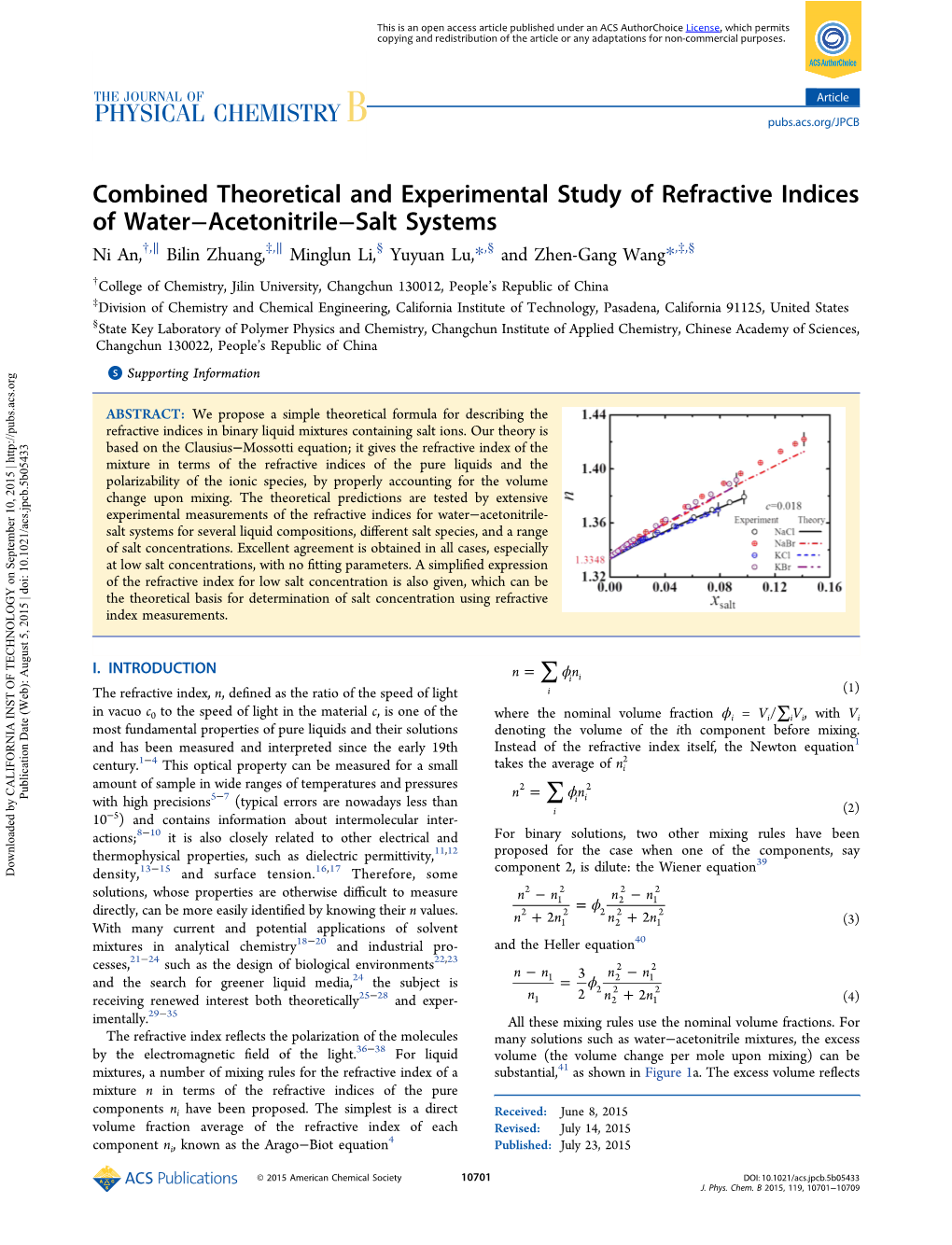 Combined Theoretical and Experimental Study of Refractive