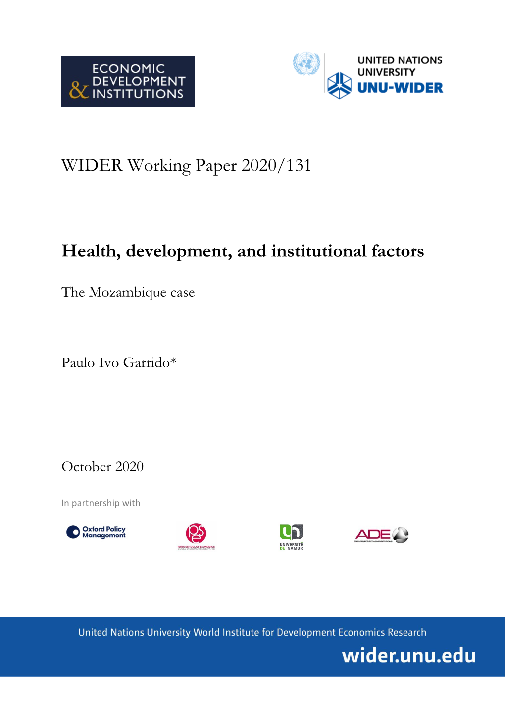 WIDER Working Paper 2020/131-Health, Development