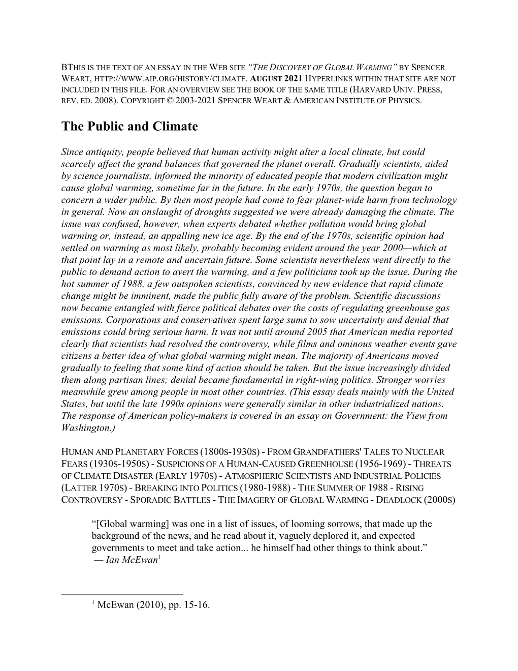 The Public and Climate