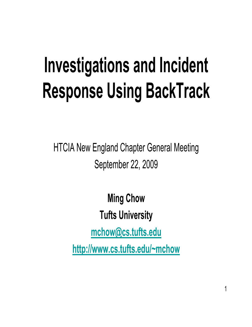 Investigations and Incident Response Using Backtrack