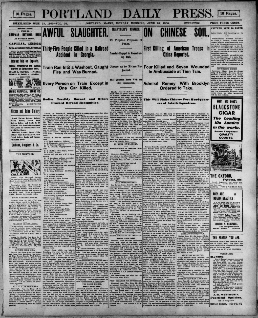 Portland Daily Press: June 25, 1900
